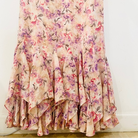 Mikael Aghal flutter sleeve pink floral gown - Picture 6 of 15